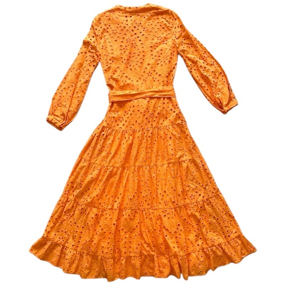 NEW ZARA Cutwork Embroidered Eyelet Belted Midi Dress Size M - Picture 3 of 6